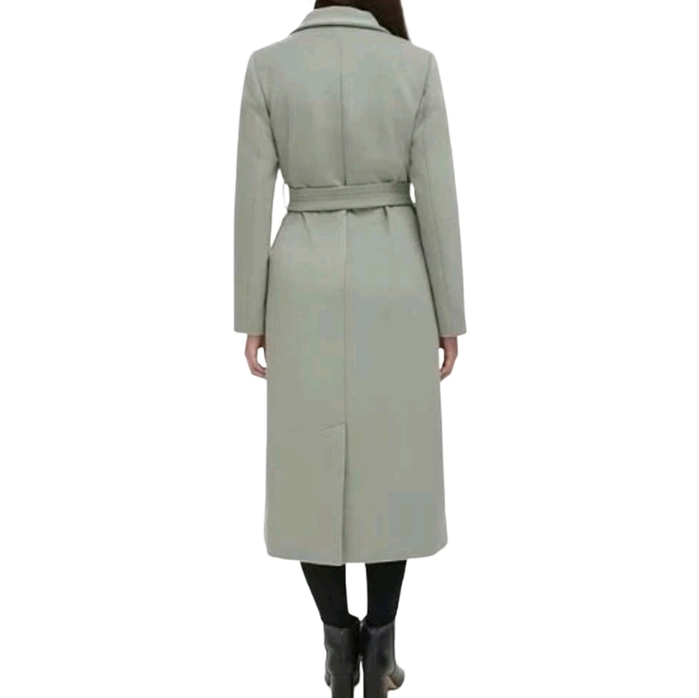 Kenneth Cole Sage Green Belted Wool Blend Long Walking Trench Coat Size 14 New - Picture 6 of 11